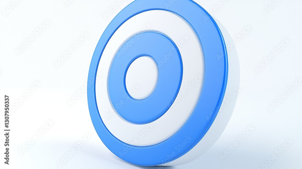 Poster Stylish 3D blue target graphic with concentric circles on a light background : Generative AI