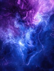 Fototapeta premium Ethereal Cosmos, An Abstract Nebula of Swirling Purple and Blue Radiance