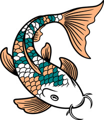 Koi Fish Clipart with Flowing Fins