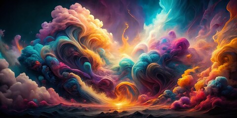 Abstract Smoke Background Texture Wallpaper: Ethereal Swirling Colors and Mystical Haze