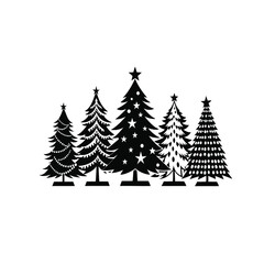 Obraz premium Christmas Tree Set – Festive Holiday Tree Icons & Illustrations