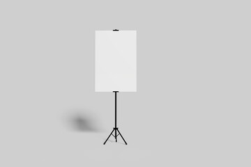 blank on tripod over white background. Office Whiteboard For Business Training in office. Isolated...