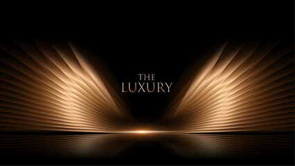 Black and Gold Premium Award Wings Background. Innovative Stage Premium Luxury Template. Cool Concept Design. Glorious Celebratory Template for Movie and Show. Luxurious Wedding Design. Gala Night.