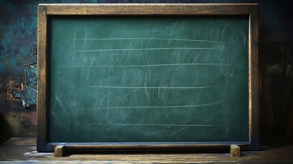 Chalkboard texture displays a dark green surface with various chalk markings