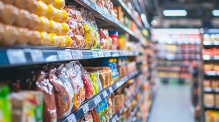 Fototapeta premium Supermarket aisle filled with various products