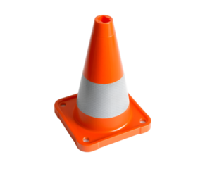 Traffic cone isolated on transparent background