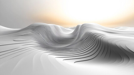 Abstract, futuristic, architectural landscape, light grey, white, smooth, curves, lines, design, modern, geometric, minimalist
