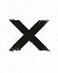 Black X Mark Abstract Illustration on White Grunge Background