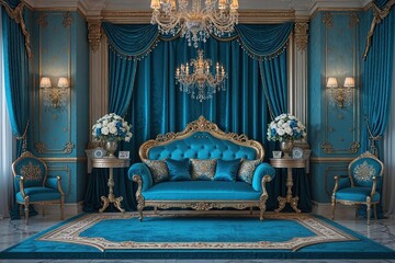 Fototapeta premium Opulent Cerulean Royal Background with Stunning Elegant Design