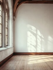 Grand Room with Architectural Details and Empty Space for Mockup
