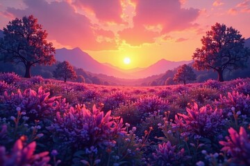 Soft sunset hues shift from orange to lavender , light, summery, tropical