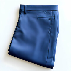 3D Render of Folded Navy Blue Dress Pants, Stylish Men's Trouser Illustration