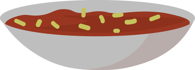 Illustration of Bowl of Sauce with Noodles