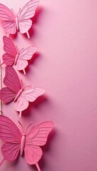 Obraz premium Intricate pink butterfly paper cutouts, pink backdrop , design, surface