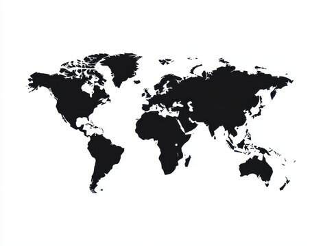 a black and white map of the world 
