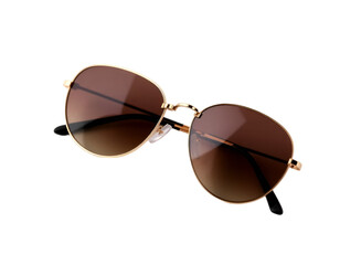 Sunglasses with brown glass isolated on transparent background