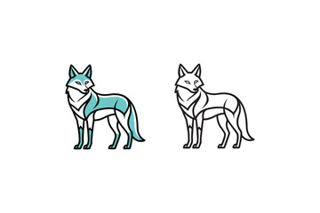 coyote line art of vector