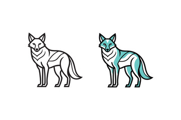 coyote line art of vector