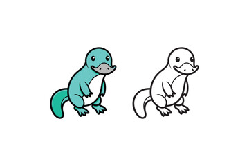 platypus line art of vector