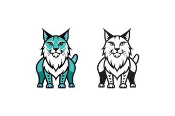 lynx line art of vector