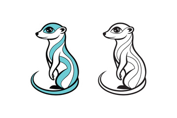 meerkat line art of vector
