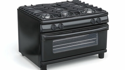Obraz premium 3D Render of a Black Freestanding Gas Range with Oven