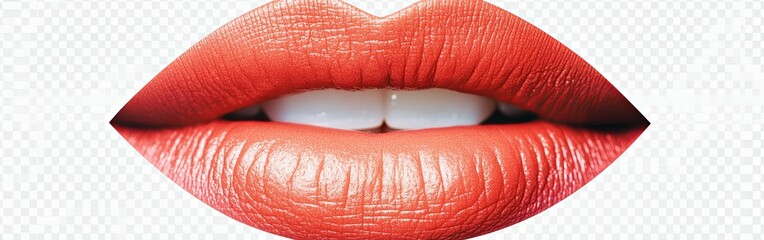 Fototapeta premium Coral Lips: A Close-Up Study in Vibrant Color and Smooth Texture