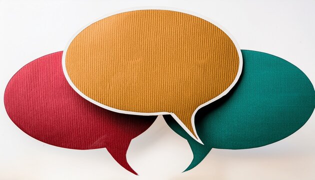speech bubbles icos with paper texture background isolated clipping paths for design work empty free space