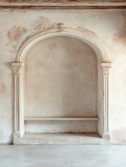 Grand Room with Architectural Details and Empty Space for Mockup