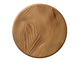 Wooden round board isolated on a transparent background