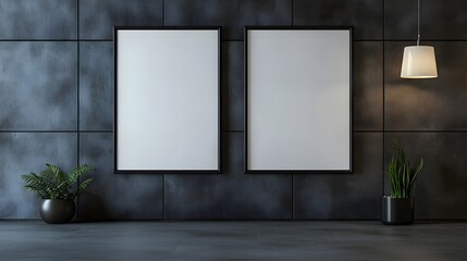 Two blank white poster mockup in a modern office
