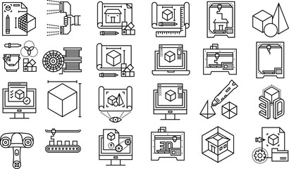 a set of icons that include various types of objects