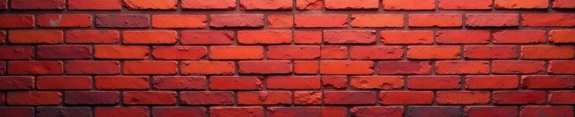 Obraz premium Aged red brick wall panorama, textured surface, panorama, old, rusty