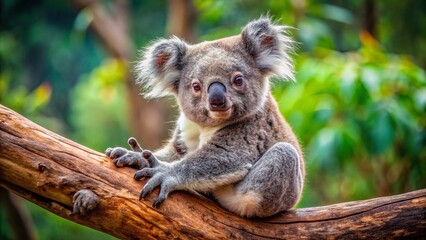 Obraz premium Adorable Koala Scratching Itself on a Branch - Candid Wildlife Photo