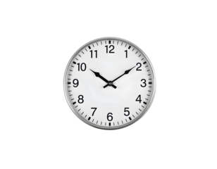 Realistic wall clock isolated on a transparent background