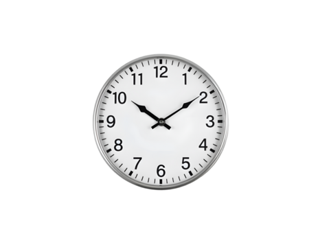 Realistic wall clock isolated on a transparent background