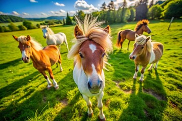 Obraz premium Adorable Miniature Horse Drone Photography: Cute Pony Aerial Shots