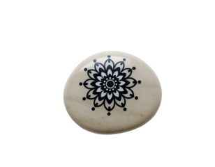 White stone with floral pattern isolated on transparent background