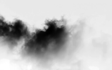 black smoke or fog isolated on white background.	