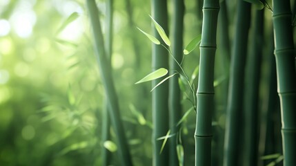Lush Green Bamboo Background in Nature