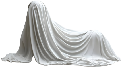 White Cloth Draped Over Form, Isolated on White Background