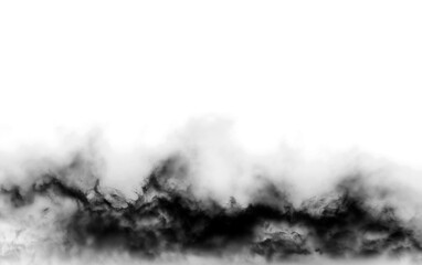 black smoke or fog isolated on white background.	