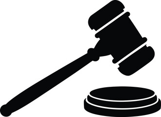  judge hammer silhouette vector illustration. justice gavel silhouette vector