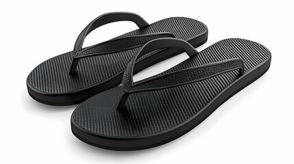 3D Render of Black Flip Flops Summer Footwear