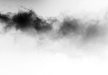 black smoke or fog isolated on white background.	
