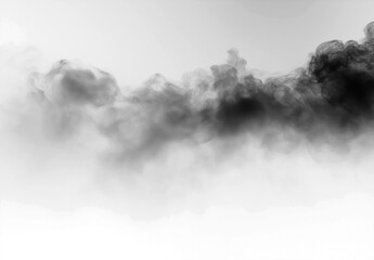 black smoke or fog isolated on white background.	