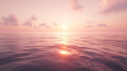 Fototapeta premium Peaceful pink sunset over calm ocean water.