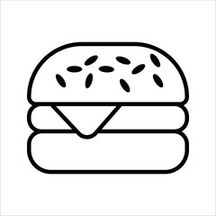 Burger Icon Symbol isolated white background. vector illustration. color editable.