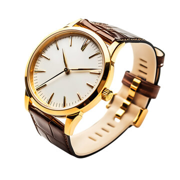 A luxury gold wristwatch isolated on white