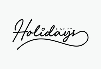 Happy Birthday text lettering calligraphy Basic Element Simple Elegant Greeting Card Vector Illustration.